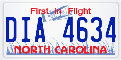 NC license plate DIA4634