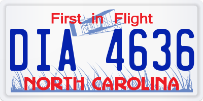 NC license plate DIA4636