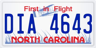 NC license plate DIA4643
