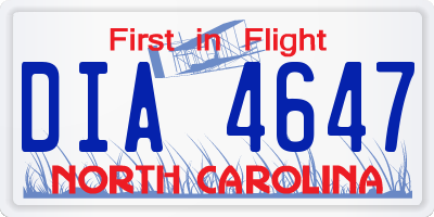 NC license plate DIA4647
