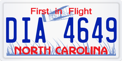 NC license plate DIA4649