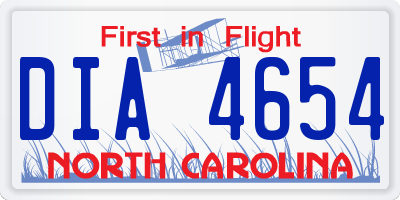 NC license plate DIA4654