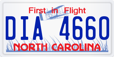 NC license plate DIA4660