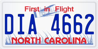 NC license plate DIA4662