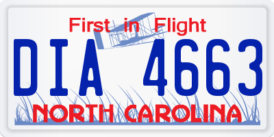 NC license plate DIA4663