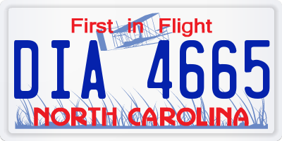 NC license plate DIA4665