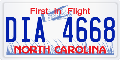 NC license plate DIA4668