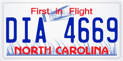 NC license plate DIA4669