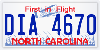 NC license plate DIA4670
