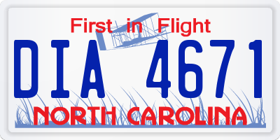 NC license plate DIA4671