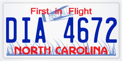 NC license plate DIA4672