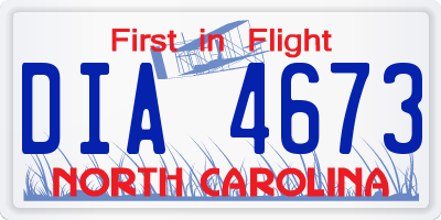 NC license plate DIA4673