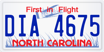 NC license plate DIA4675