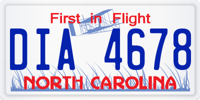 NC license plate DIA4678