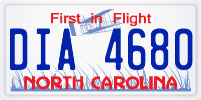 NC license plate DIA4680