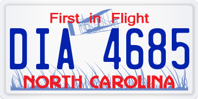 NC license plate DIA4685