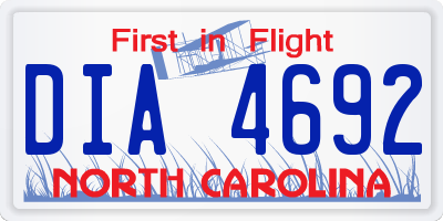 NC license plate DIA4692