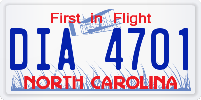 NC license plate DIA4701