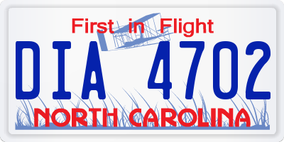 NC license plate DIA4702