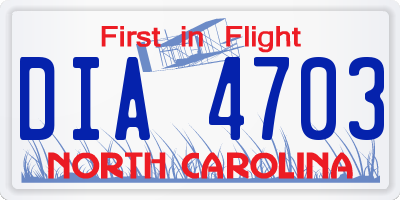 NC license plate DIA4703