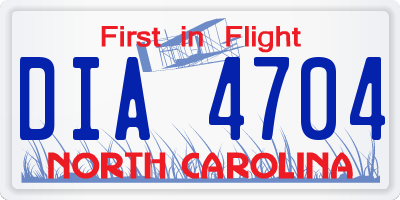 NC license plate DIA4704