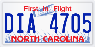 NC license plate DIA4705
