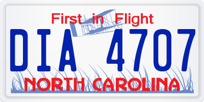 NC license plate DIA4707