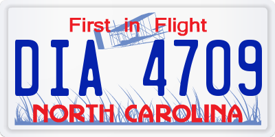NC license plate DIA4709