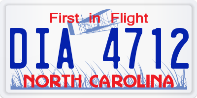 NC license plate DIA4712
