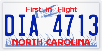 NC license plate DIA4713