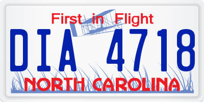 NC license plate DIA4718