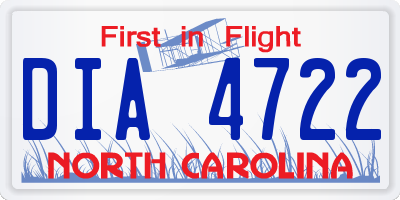 NC license plate DIA4722