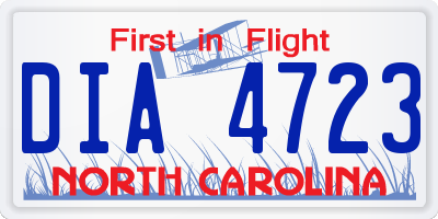 NC license plate DIA4723