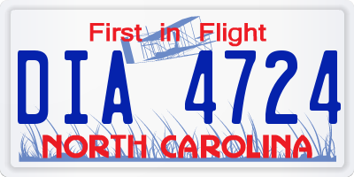 NC license plate DIA4724
