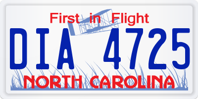 NC license plate DIA4725