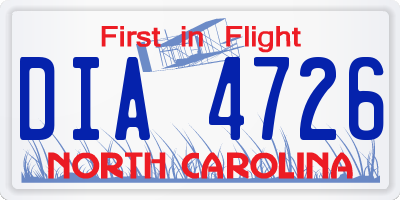 NC license plate DIA4726