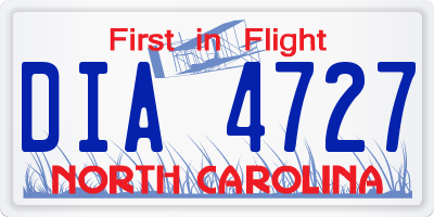 NC license plate DIA4727