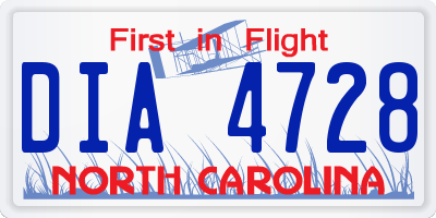 NC license plate DIA4728