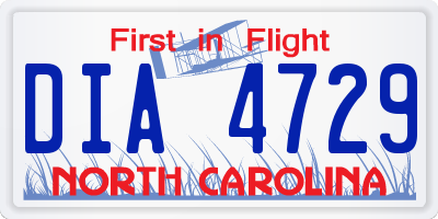NC license plate DIA4729