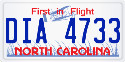 NC license plate DIA4733