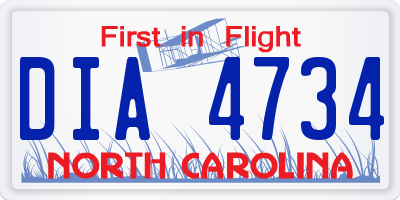 NC license plate DIA4734