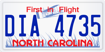 NC license plate DIA4735