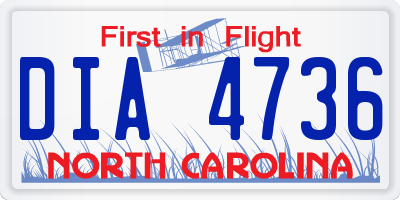 NC license plate DIA4736
