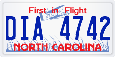 NC license plate DIA4742