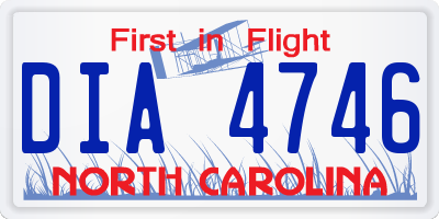 NC license plate DIA4746