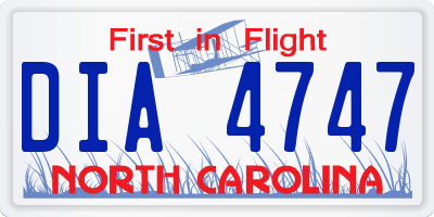 NC license plate DIA4747