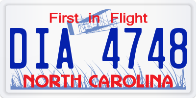 NC license plate DIA4748