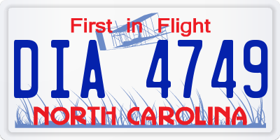 NC license plate DIA4749