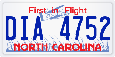 NC license plate DIA4752