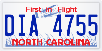 NC license plate DIA4755